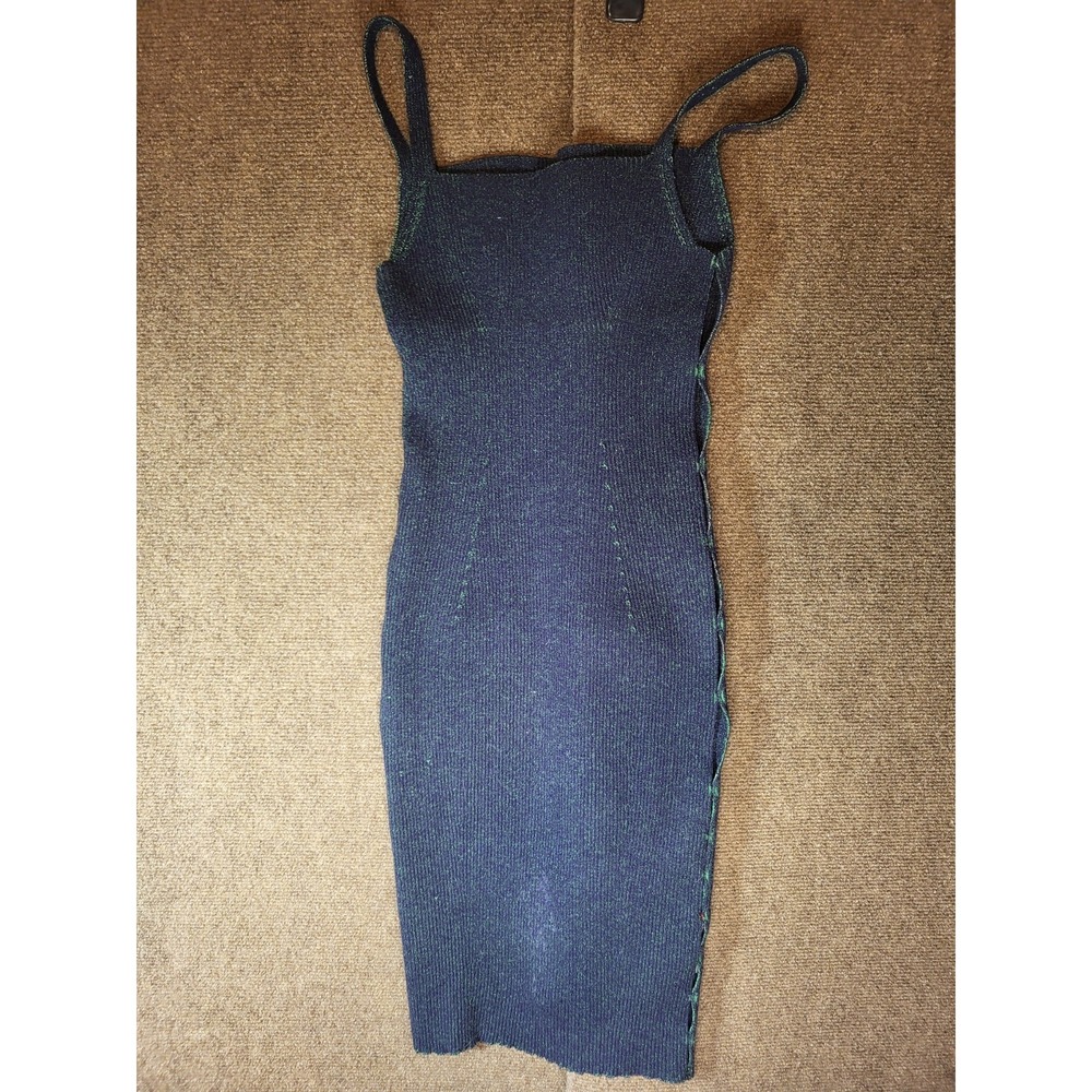 Isa Boulder Blue Green Ribbed Bodycon Dress Size Small